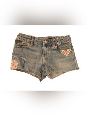 POLO Ralph Lauren GIRLS denim patch work jean shorts medium (8-10)